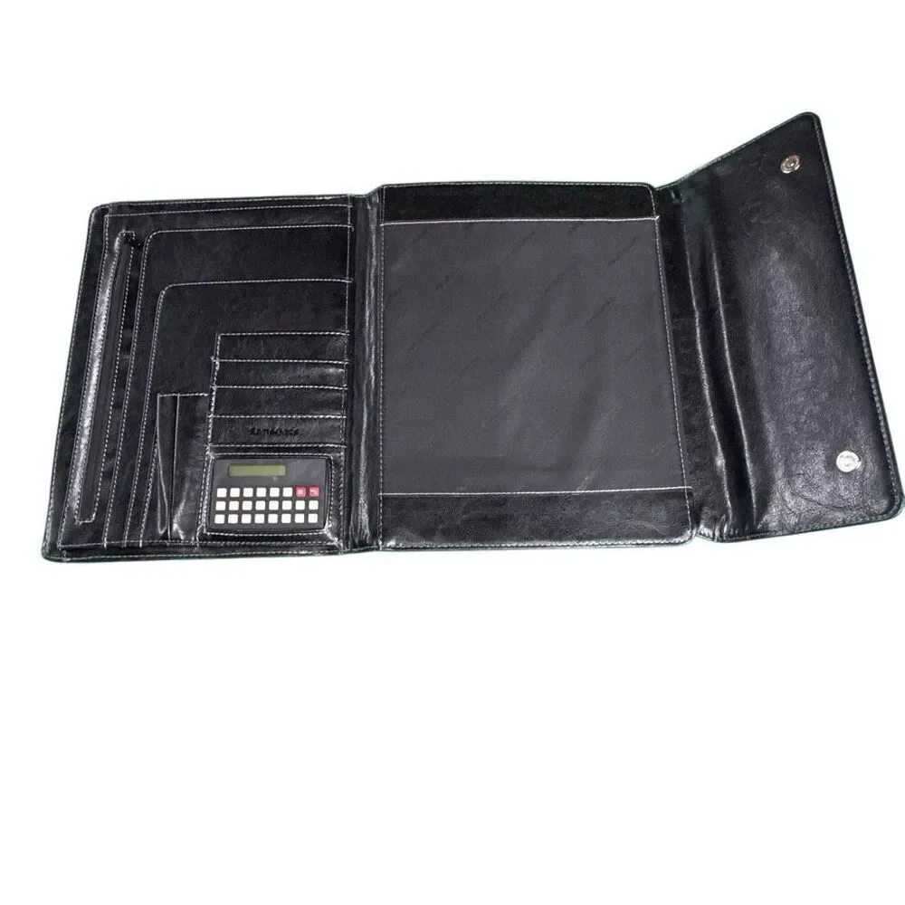 Samsonite Unisex Black Faux Leather Tri-Fold Padfolio Organizer with Calculator